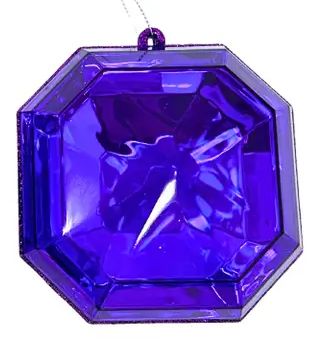4-inch midnight purple acrylic precious gem ornament available in both round and square faceted shapes

