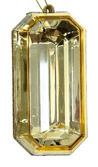 5-inch clear iridescent acrylic precious gem ornament shown in rectangle and oblong shapes
