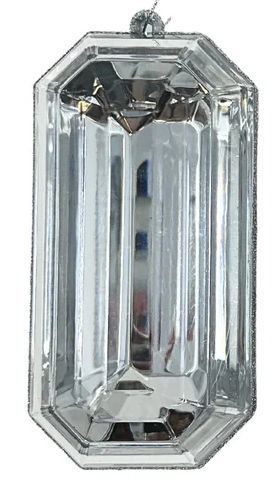 5-inch clear acrylic precious gem ornament shown in rectangle and oblong faceted shapes
