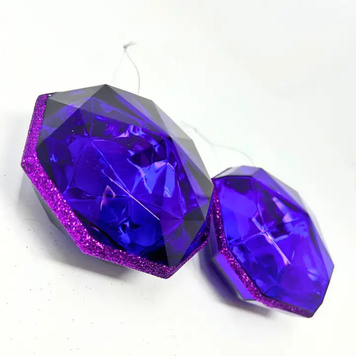 4" Midnight Purple - Acrylic Rnd/Sqr Precious Gem Ornament 2 Assorted