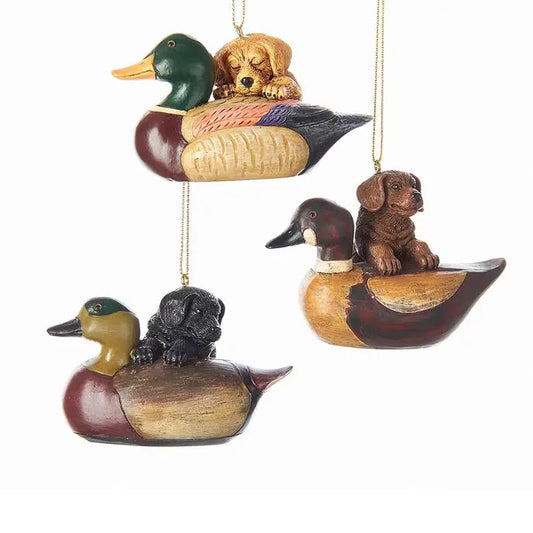 3.5" Resin Puppy W/Duck Decoy Ornament 3A Ornament Kurt S. Adler, Inc.   