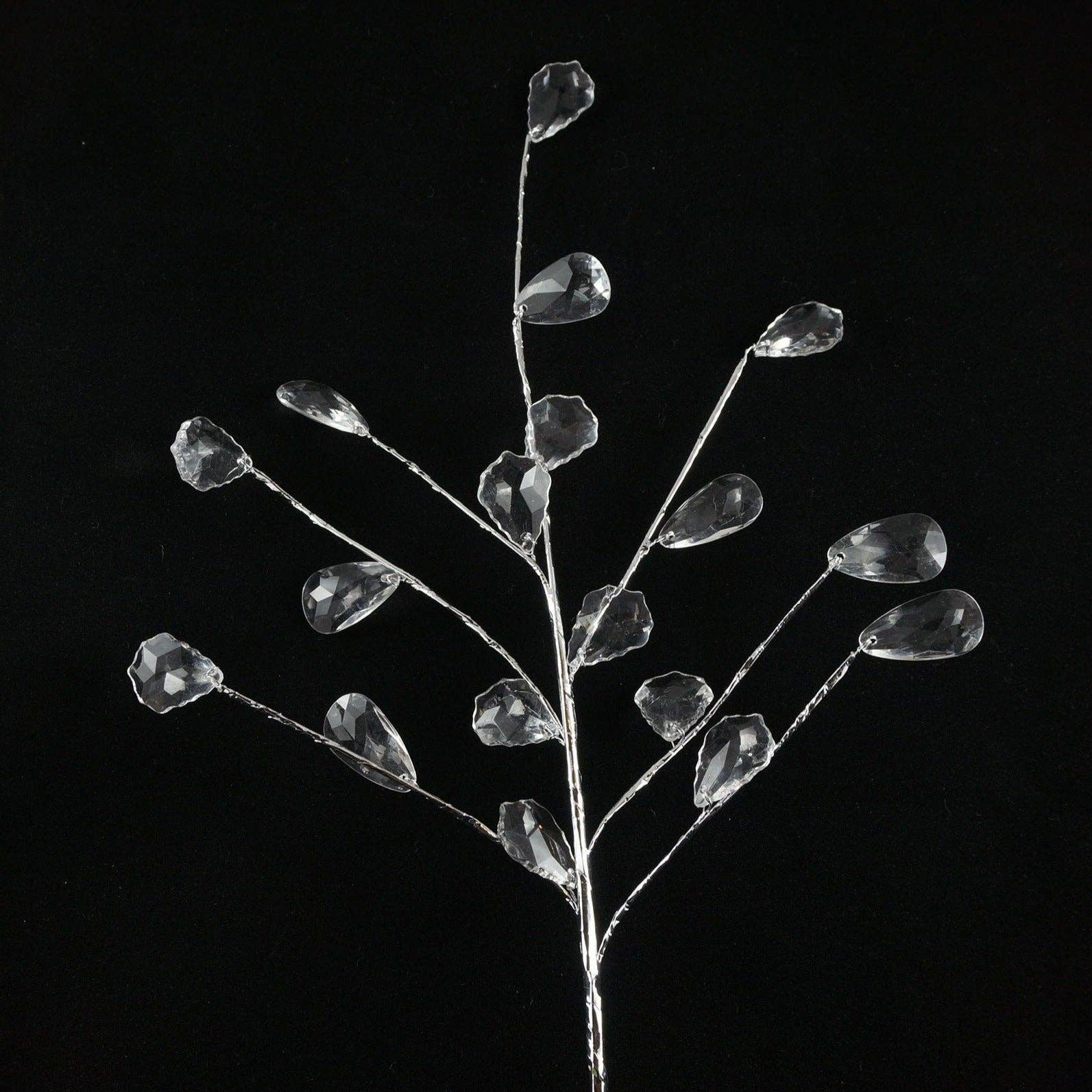 17.75 inch crystal clear acrylic leaf pick with transparent finish for wedding and holiday decorating