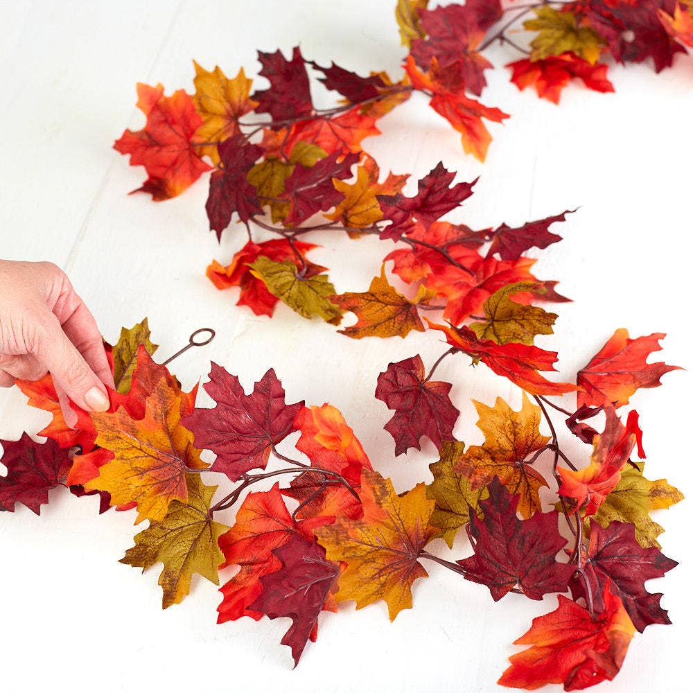 6 Foot Autumn Maple Leaf Garland - Fall Seasonal Decoration