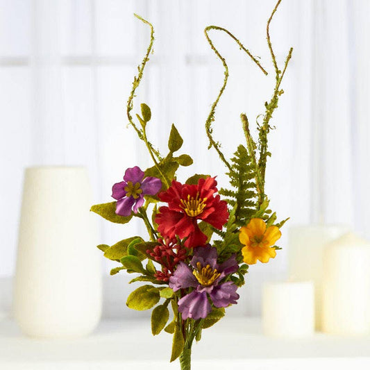 12 inch mixed wildflowers and greenery pick with garden style design for natural floral arrangements
