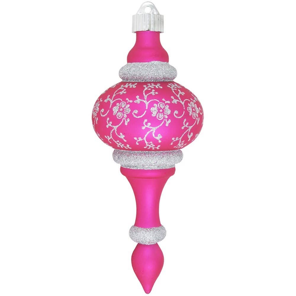 8.25 inch glamour pink finial ornament from Krebs with luxurious finish for Christmas tree statement decorating