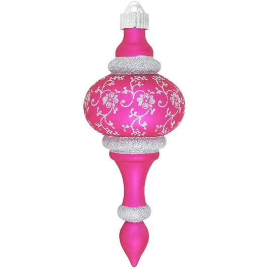 8.25 inch glamour pink finial ornament from Krebs with luxurious finish for Christmas tree statement decorating