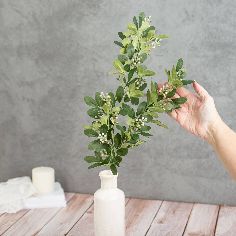 Faux Tea Olive Greenery - Select Garlands or Branch Stems | RRO Home