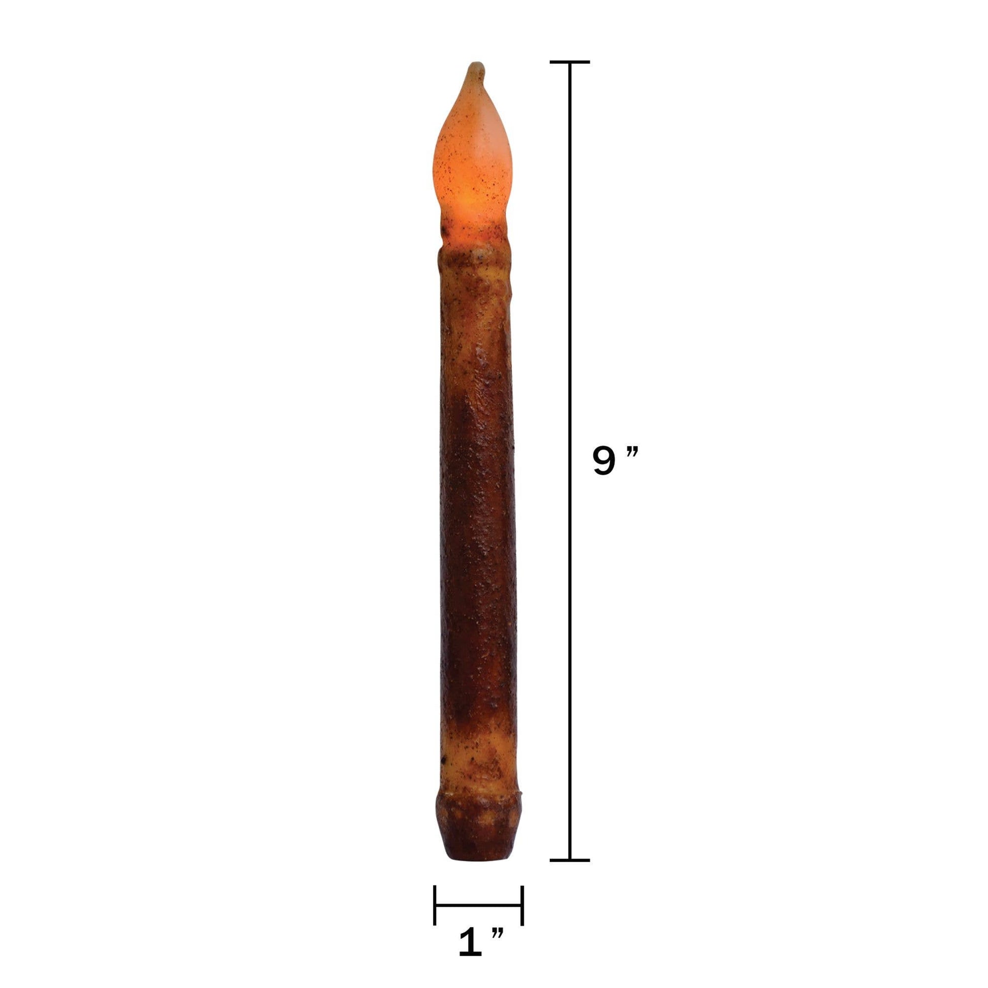 9-inch burnt mustard LED taper candle with realistic wax finish and safe flameless lighting
