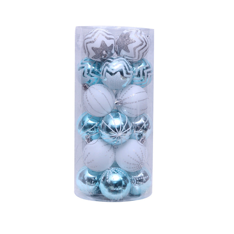 Shatterproof Christmas balls in storage cylinder for holiday tree decoration